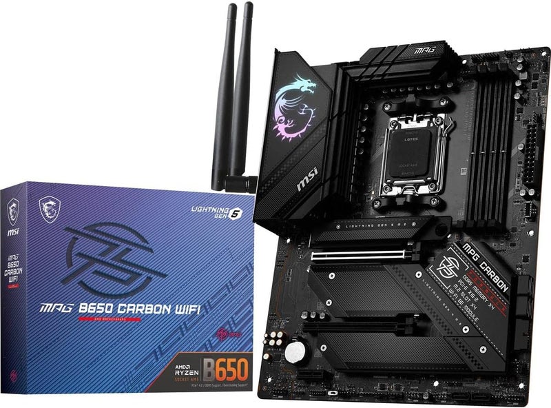 MSI MPG B650 Carbon WiFi Gaming Motherboard (AMD AM5, ATX, DDR5, PCIe 4.0, M.2, SATA 6Gb/s, USB 3.2 Gen 2, HDMI/DP, Wi-Fi 6E, AMD Ryzen 7000 Series Desktop Processors) - Image 1